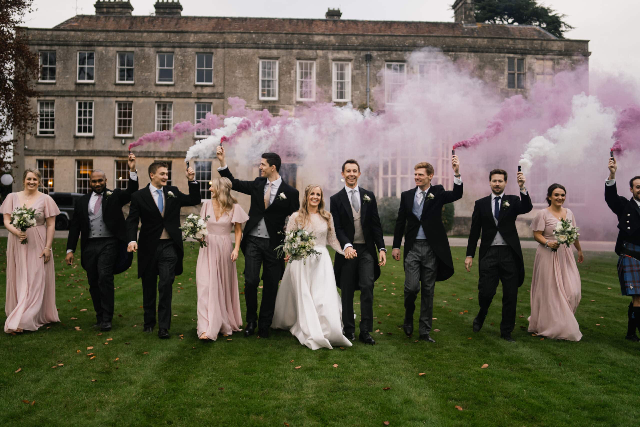 Wedding Smoke Bomb - Elmore Court Wedding Photographer